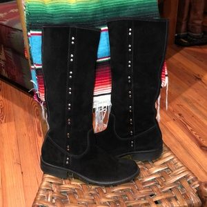 🔥🖤 Carlos Santana Duel Studded Suede Riding Boot